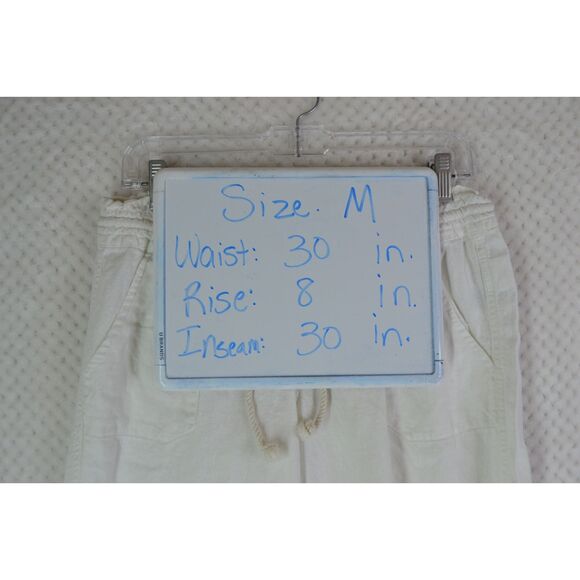Roxy Oceanside Women's Medium White Linen Blend Beach Pants - Picture 8 of 16